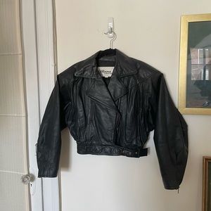 Wilsons Leather Vintage Crop Leather Moto Jacket